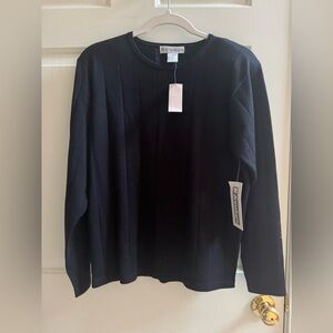 Dressbarn Sweater Womens M Black Crew Neck Long Sleeve Knit NWT